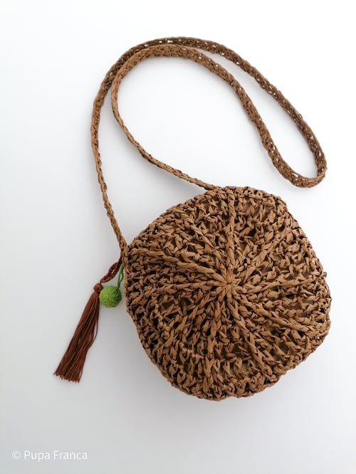 Image of Small Cross-shoulder Raffia Bag in Brown
