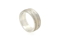 Image 2 of Sterling Silver Round, grooved 'Strata' Ring. 7mm diameter band