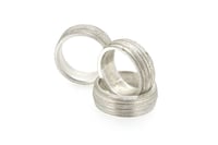 Image 1 of Sterling Silver Round, grooved 'Strata' Ring. 7mm diameter band