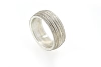 Image 3 of Sterling Silver Round, grooved 'Strata' Ring. 7mm diameter band