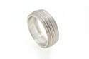 Sterling Silver Round, grooved 'Strata' Ring. 7mm diameter band