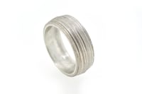 Image 4 of Sterling Silver Round, grooved 'Strata' Ring. 7mm diameter band