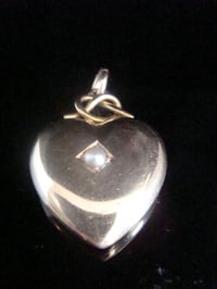 Image 1 of VICTORIAN 15CT HIGH CARAT SEED PEARL HEART PUFF PENDANT 4.2g