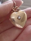 VICTORIAN 15CT HIGH CARAT SEED PEARL HEART PUFF PENDANT 4.2g