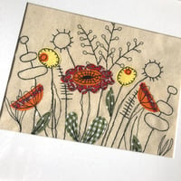 Image 2 of Original Red Flower Textile Picture