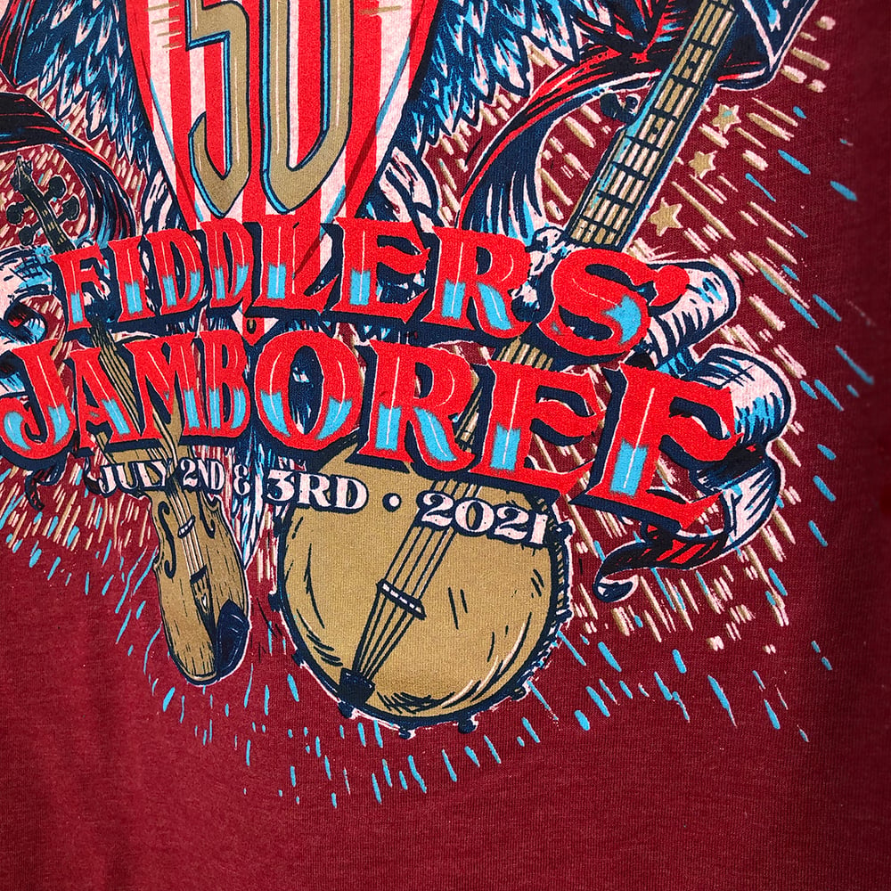 50th Smithville Fiddlers' Jamboree Official Commemorative Tee - Crimson Red