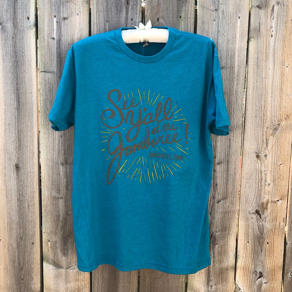 "See Y'all at the Jamboree!" Teal Tee Design