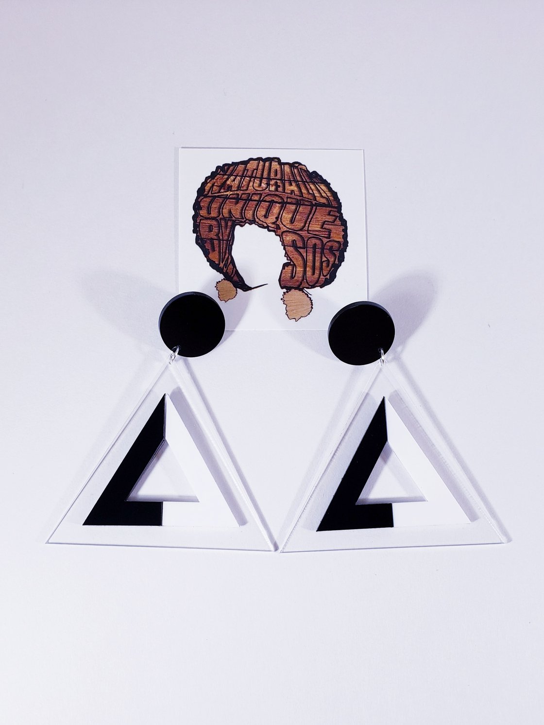 Image of Black & White Triangle Earrings
