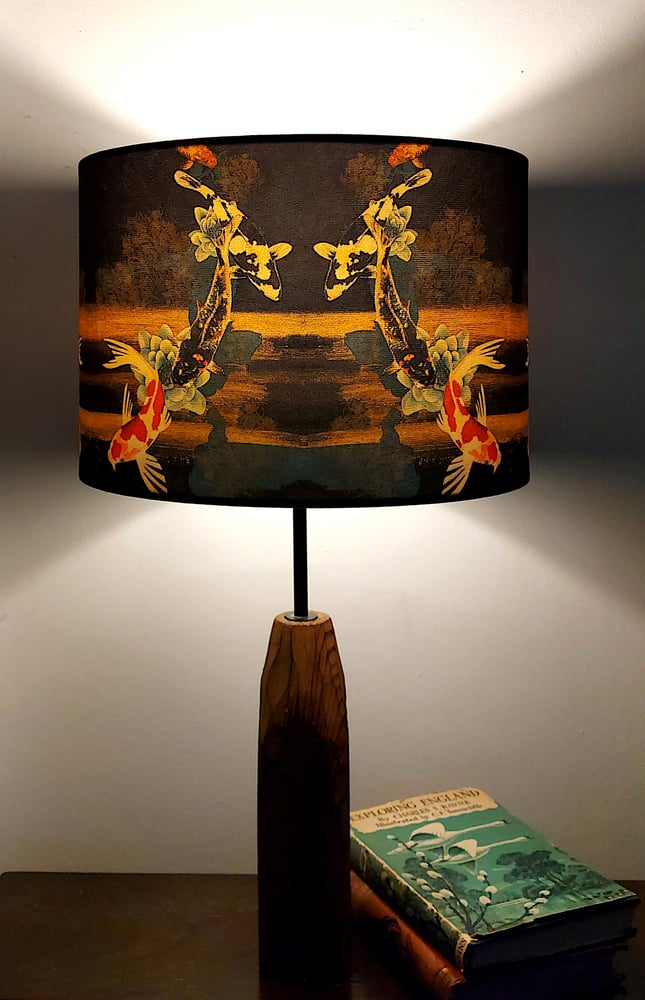 Koi On Black And Gold Drum Lampshade By, Black White Gold Lamp Shade