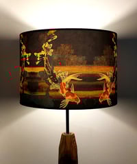 Image 3 of Koi on Black and Gold Drum Lampshade by Lily Greenwood (30cm Diameter)