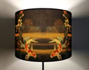 Koi on Black and Gold Drum Lampshade by Lily Greenwood (30cm Diameter)