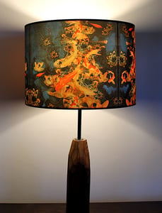 Image of Koi on Cobalt Drum Lampshade by Lily Greenwood (30cm Diameter)