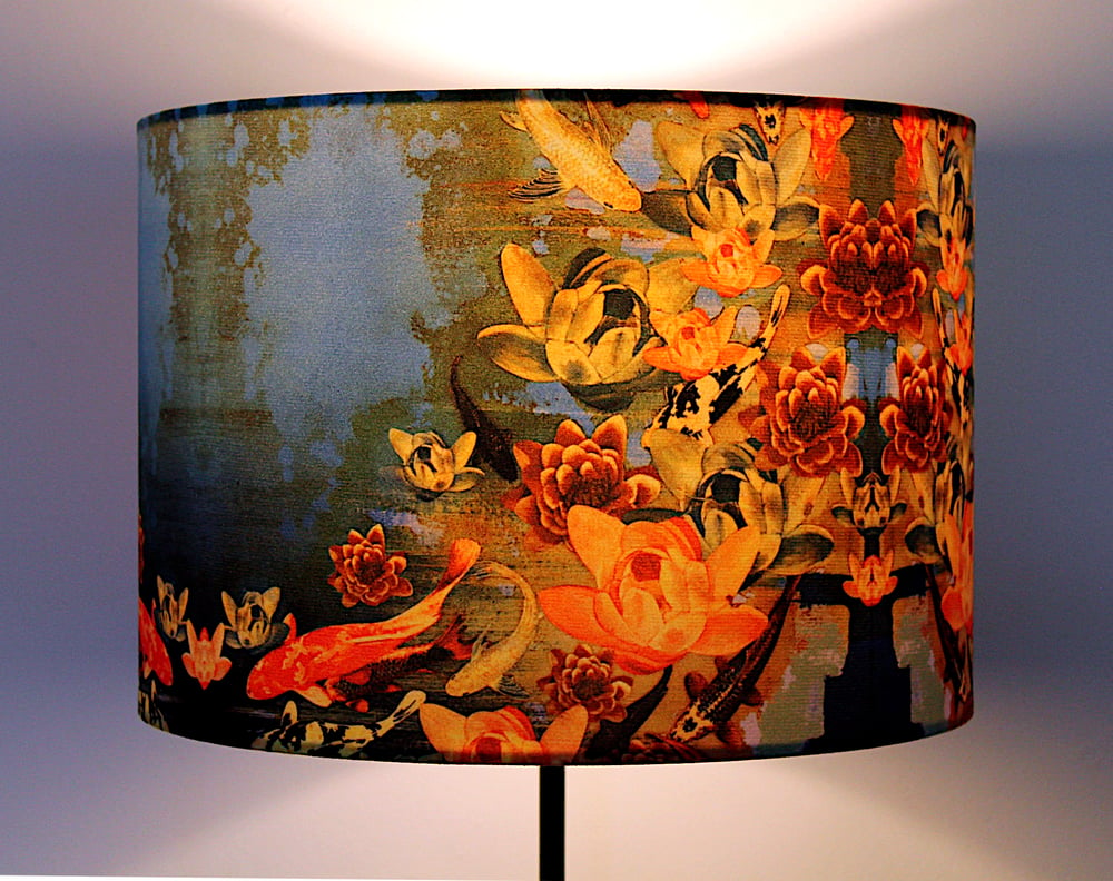 Image of Koi Pond Drum Lampshade by Lily Greenwood (30cm Diameter)