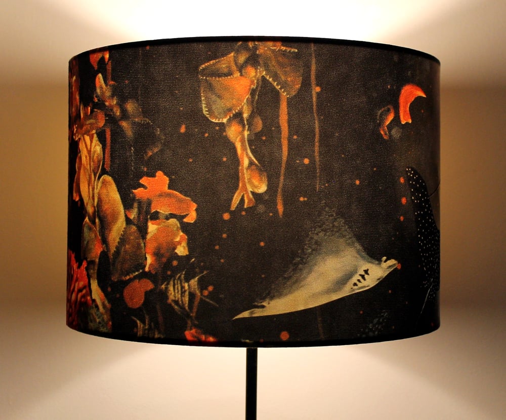 Image of Spotted Eagle Rays Drum Lampshade by Lily Greenwood (30cm Diameter)