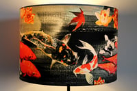 Image 2 of Koi on Black and Grey Drum Lampshade by Lily Greenwood (30cm Diameter)