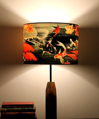 Image 3 of Koi on Black and Grey Drum Lampshade by Lily Greenwood (30cm Diameter)