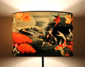 Koi on Black and Grey Drum Lampshade by Lily Greenwood (30cm Diameter)