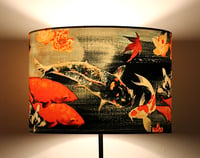 Image 4 of Koi on Black and Grey Drum Lampshade by Lily Greenwood (30cm Diameter)