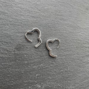 Image of Heart Shape Sleeper Hoops 925 Sterling Silver