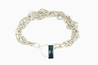 Image 1 of Triple link bracelet with tourmaline clasp. Sterling silver 