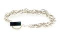 Triple link bracelet with tourmaline clasp. Sterling silver 
