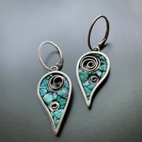 Image 1 of Aqua Leaves with Swirl Earrings