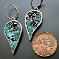 Image 2 of Aqua Leaves with Swirl Earrings