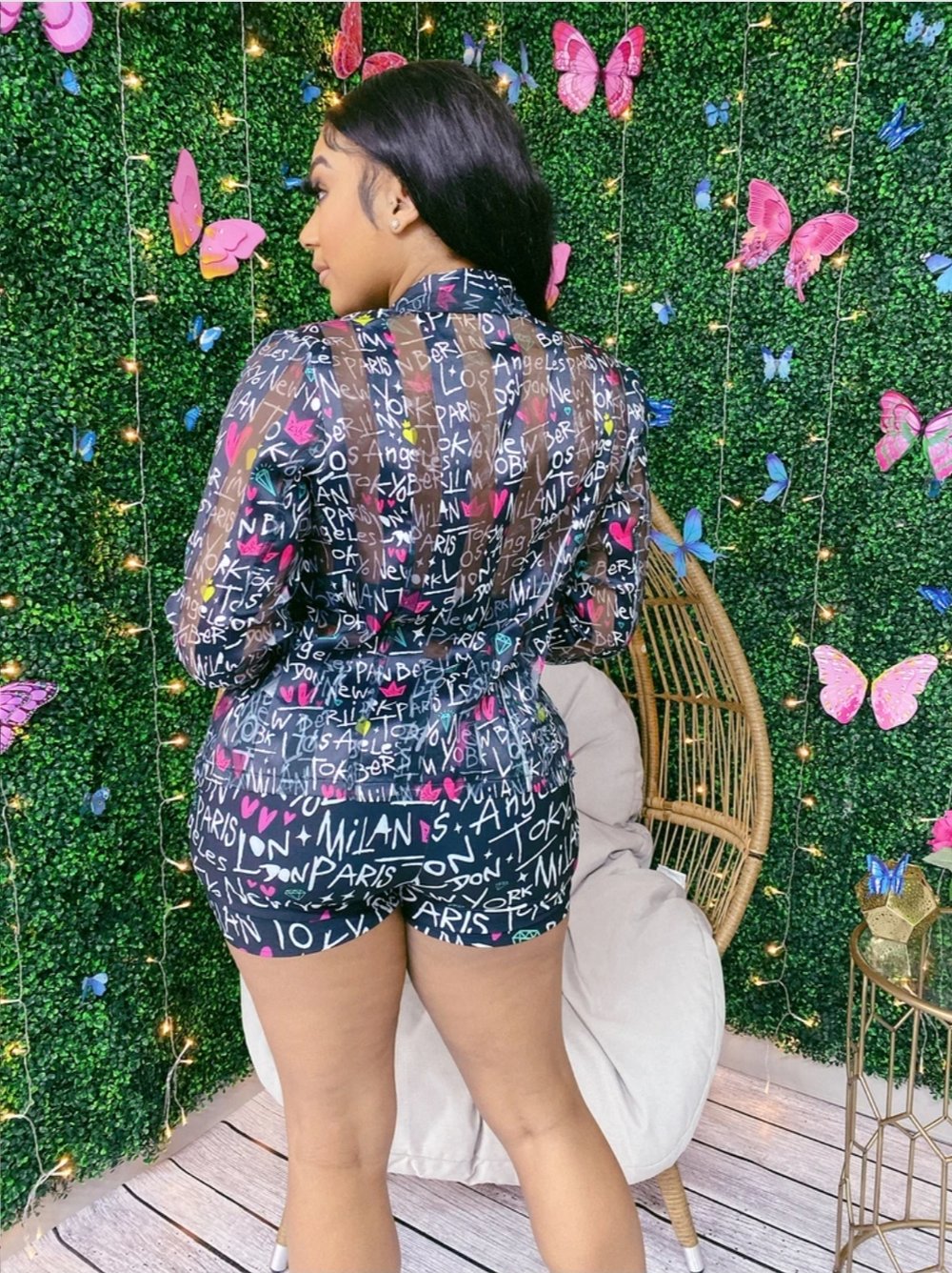 Mesh Print Jacket & Shorts