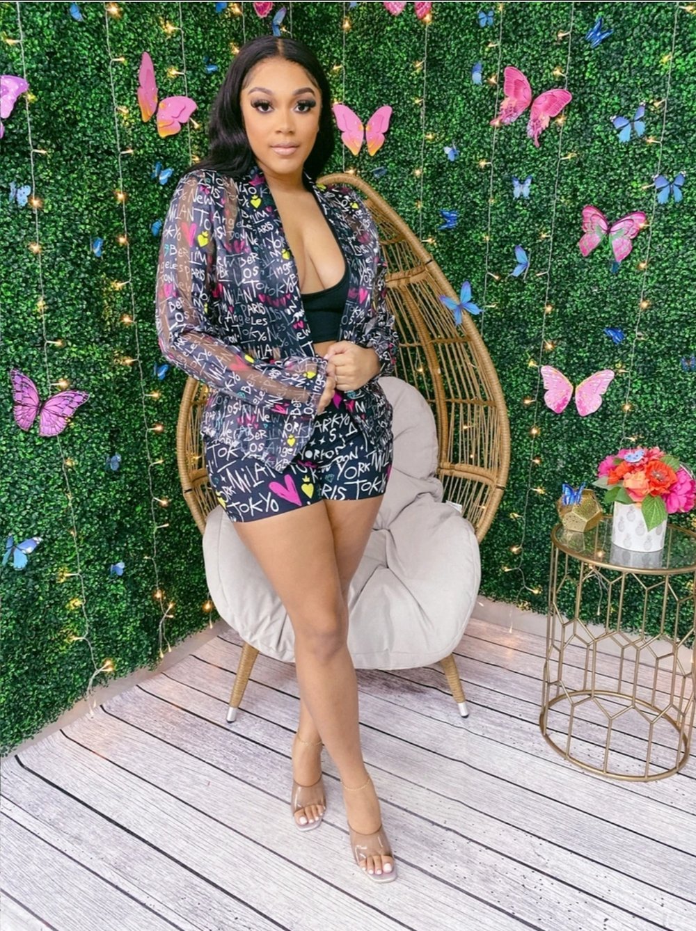 Mesh Print Jacket & Shorts