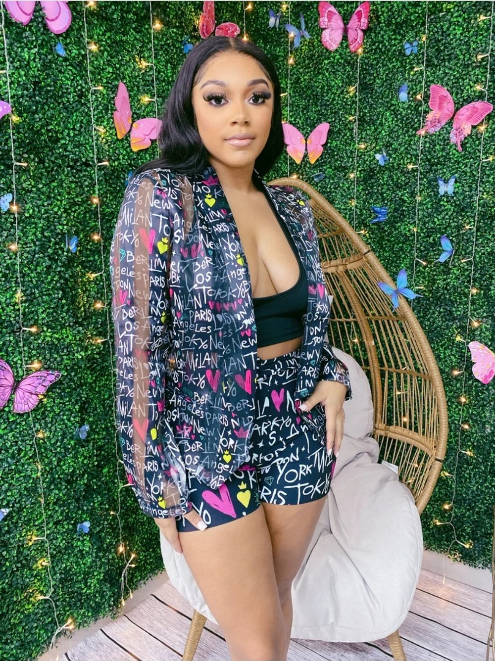 Mesh Print Jacket & Shorts