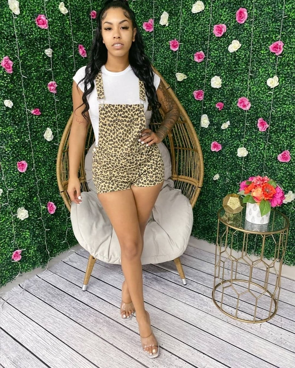 Leopard overall romper  