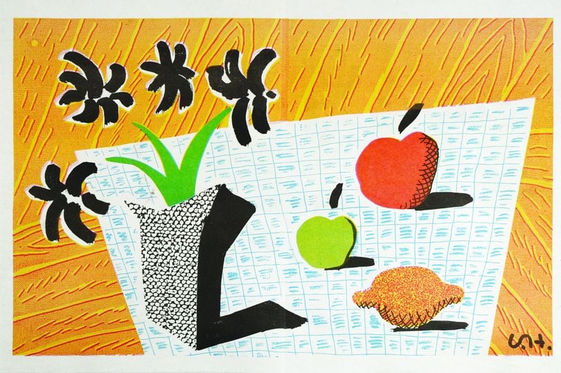 Image of david hockney / two apples, one lemon and four flowers 30/101