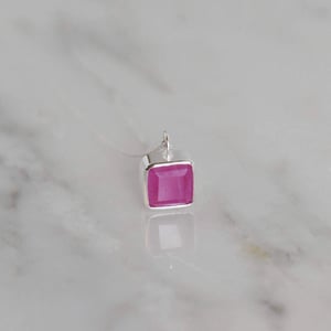 Image of Bo Rai Light Pink Ruby square cut silver necklace 