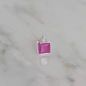 Image of Bo Rai Light Pink Ruby square cut silver necklace