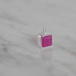 Image of Bo Rai Light Pink Ruby square cut silver necklace