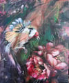 Goldfinch Study Original mixed media oil painting