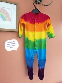 Image 2 of Rainbow striped babygrow