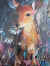 Little Deer study Original mixed media oil Painting