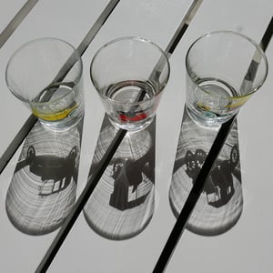 Image of Set of 3 Vintage Glasses with Car Motifs