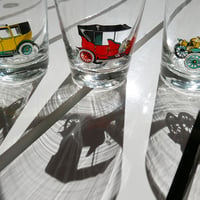 Image 1 of Set of 3 Vintage Glasses with Car Motifs