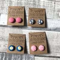 Image 1 of Small covered button stud earrings