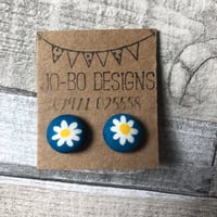 Image 2 of Small covered button stud earrings
