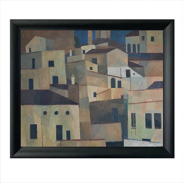 Image of Mid-century Painting, 'Hill Village,' Horas Kennedy 