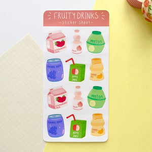 Image of 12 Fruity Drinks Sticker Sheet