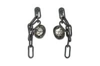 Image 1 of Chain link earrings. Black tourmaline quartz set in oxidised sterling silver