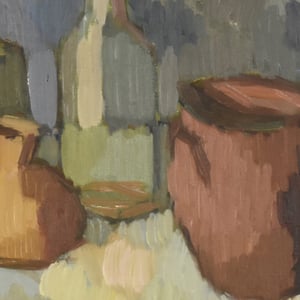 Image of Mid Century, Swedish painting, 'Vessels,' ERIK ANDERSSON