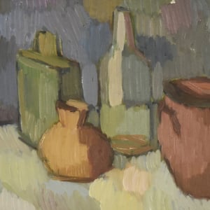 Image of Mid Century, Swedish painting, 'Vessels,' ERIK ANDERSSON