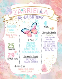 Image 1 of Floral Butterfly Birthday Invites & Poster