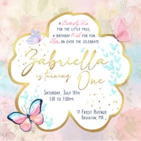 Image 2 of Floral Butterfly Birthday Invites & Poster