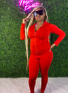 Body Down Two Piece Track Suit (Red)